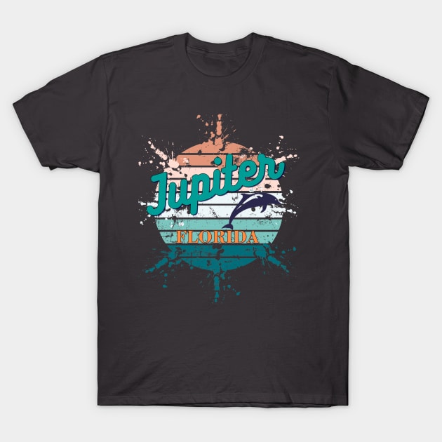 Jupiter Florida Exploding Retro Vintage Sunset T-Shirt by AdrianaHolmesArt